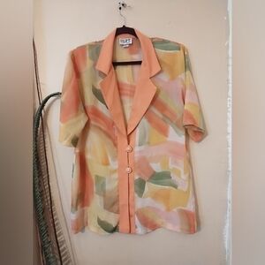 3K fashion Y2K women's orange/ yellow tie dye blazer size 2x (see measurements)